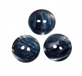 Műanyag gomb, két lyukú, kék márványos 20 mm