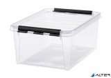 Műanyag tárolódoboz, 14 liter, fekete fogantyúkkal, SMARTSTORE "Classic 15", átlátszó