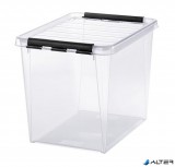 Műanyag tárolódoboz, 25 liter, fekete fogantyúkkal, SMARTSTORE "Classic 16", átlátszó