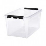 Műanyag tárolódoboz, 47 liter, fekete fogantyúkkal, SMARTSTORE "Classic 45", átlátszó