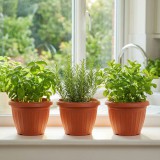 Műanyag virágcserép - terrakotta - 20 cm (11991)