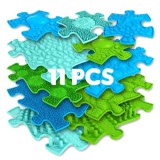 Muffik: Szenzoros ortopédiai szőnyeg szett, kék-zöld - 11 db-os