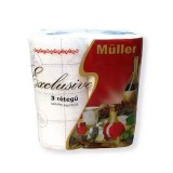 Müller Háztartási papírtörlõ kéztörlõ 3 rétegû 50 lap/tekercs 2 tekercs/csomag Exclusive fehér