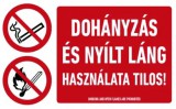munkavédelmi matrica önt. 160x250 dohányzás és nyílt láng h.tilo