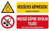 munkavédelmi matrica önt. 250x160 veszélyes géprészek!mozgó gépbe nyúlni tilos