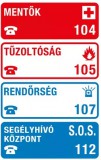 munkavédelmi matrica önv. 150x200 segélykérő telefonszámok