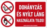 munkavédelmi tábla pvc 250x160 dohányzás és nyílt láng h.tilo