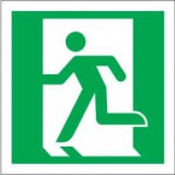 munkavédelmi tábla utánvilágító 148x148 vészkijárat bal piktogram