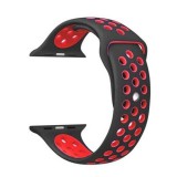 Mybandz Apple Watch 42/44mm lélegző szilikon óraszíj fekete-piros (APW421313) (APW421313) - Szíj