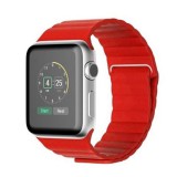 Mybandz Apple Watch 42/44mm mágneses bőr óraszíj piros (APW422345) (APW422345) - Szíj