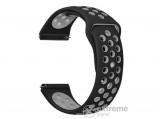 MyBandz lélegző szilikon óraszíj, fekete/szürke, 22mm