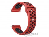 MyBandz lélegző szilikon óraszíj, piros/fekete, 22mm