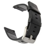 Mybandz prémium bőr óraszíj 22mm fekete, ezüst csattal (22SKU2133) (22SKU2133)