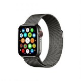 Mercury okosóra fém szíj, fekete, Apple Watch 4/5/6/7/SE 42/44/45mm