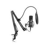 Mikrofon - Streamer USB Microphone Kit (fekete; USB; Pop-filter; lökés-csillapító; állítható asztali tartókar) (SANDBERG_126-07)