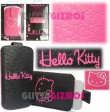 N/A Hello Kitty Univerzális Telefontartó Bőr Tok 3.5" - Fekete-Pink