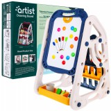 Nagy Multifunkciós Kétoldalas Átfordítható Mágneses Tábla-Könyvespolc tartóval-Krétatartóval-Filcekkel-Krétákkal-Mágnesekkel-Szivaccsal