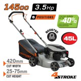 NAKAYAMA Benzinmotoros fűnyíró, 145 cm³, 42cm, 45L, 6 POZÍCIÓ 25-75 mm (PM4810)