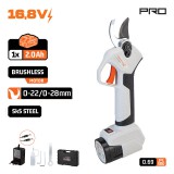 NAKAYAMA PRO Akkumulátoros metszőolló 16,8V, szénkefe nélküli, 28 mm vágókapacitás, 2.0Ah akkuval, kofferben (EC1300)