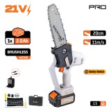 NAKAYAMA PRO Akkumulátoros szénkefementes mini láncfűrész, 21V, 20 cm, 4.0Ah, kofferben (EC1550)