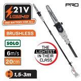 NAKAYAMA PRO Akkumulátoros teleszkópos ágvágó láncfűrész (magassági ágvágó), 21V, 20 cm, SOLO (csak a gép) (EC1620)