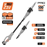 NAKAYAMA PRO Akkumulátoros teleszkópos magassági ágvágó láncfűrész, 21V, 20 cm, 2x4.0Ah (EC1615)