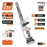 NAKAYAMA PRO Akkus metsző láncfűrész 21 V, szénkefementes motorral, 30 cm vezetőlappal, 2 × 4 Ah akkuval és töltővel (EC1230)