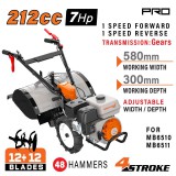 NAKAYAMA PRO BENZIN MOTOROS TILLΕR KAPÁLÓ GÉP ,7ΗΡ 212cc, 58cm (MB6510)