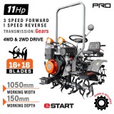 NAKAYAMA PRO Dízel mini traktor/kultivátor 4WD/2WD, 11 Le, önindító, 1050mm, 3+1 sebesség (MB9300)