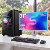 NaniPC Komplett PC Szett Storm PC AMD Ryzen 5 3400G/16GB/512GB NVMe/Radeon Vega/Fujitsu 27" FHD Monitor/Meetion Vezeték nélküli Billentyűzet+Egér/Windows 11