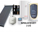 NAPCSAP 2-3 fő részére napkollektor rendszer 10 csöves vákuumcsöves napkollektor, 100 literes Sunsystem hőcserélős tároló, ECO szivattyú állomás, vezérlés, tágulási tartály