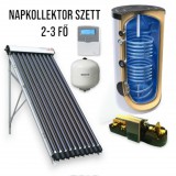 NAPCSAP 2-3 fő részére napkollektor rendszer 15 csöves vákuumcsöves napkollektor, 150 literes 2 hőcserélős tároló, ECO szivattyú állomás, vezérlés, tágulási tartály