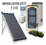 NAPCSAP 2-3 fő részére napkollektor rendszer 15 csöves vákuumcsöves napkollektor, 150 literes Sunsystem hőcserélős tároló, ECO szivattyú állomás, vezérlés, tágulási tartály