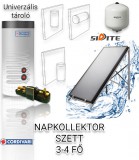 NAPCSAP 3-4 fő részére síkkollektoros szett: 1 db 2,5 nm nagy síkkollektor, Cordivari 150 literes 1 hőcserélős bojler, szivattyú állomás vezérléssel, tágulási tartály