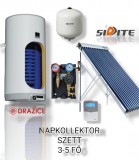 NAPCSAP 3-5 fő részére napkollektor rendszer: 20 vákuumcsöves napkollektor + 200 literes 1 hőcserélős Drazice fali bojler + ECO szivattyú állomás + vezérlés + tágulási tartály