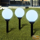 Napelemes Gömb kültéri lámpa LED égő 20 cm 3 db Cövekkel