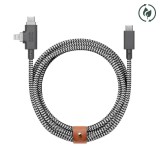 Native Union Belt Duo Pro USB-C to USB-C, Lightning cable 2,4m Zebra BELT-PROCCL-ZEB-NP