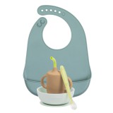 Nattou szilikon étkészlet 4 részes ivópohárral - zöld