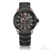 Naviforce 9084 fekete rosegold fémszíjas férfi karóra díszdobozban
