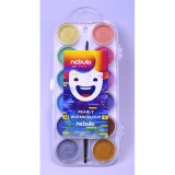 Nebulo 12 gyöngyszínű ecsetes 30 mm-es vízfesték készlet (NVF-30-12-PEARL)