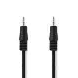 Nedis 2.5 mm Dugasz x2, nikkelezett, sztereó audiokábel, 1m,  fekete (CAGP21000BK10) (CAGP21000BK10) - Audió kábel