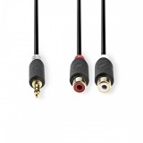 Nedis 2db Jack 3.5 dugó - RCA sztereó audio kábel 0.2m fekete (CABW22250AT02)