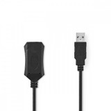 NEDIS Aktív USB-kábel | USB 2.0 | USB-A Dugasz | USB-A Aljzat | 480 Mbps | 20.0 m | Kerek | Nikkelezett | PVC | Réz | Label