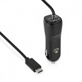 NEDIS Autós Töltő | 1x 3.0 A | Kimenő csatlakozók száma: 1 | USB-C™ (Rögzített) Kábel | 1.00 m | 18 W | Single Voltage Output