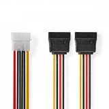 NEDIS Belső hálózati kábel | Molex Dugasz | 2x SATA 15-Tűs Aljzat | Aranyozott | 0.15 m | Kerek | PVC | Többszínű | Boríték