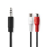 Nedis CAGB22250BK02 3.5 mm apa - 2x RCA anya 0.2 m fehér-piros-fekete kábel