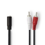 Nedis CAGB22255BK02 2x RCA apa - 3.5mm Jack anya kábel 0.2m - Fekete (CAGB22255BK02)