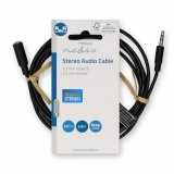 Nedis CAGL22050BK20 sztereó audio hosszabbító kábel, 3.5 mm apa–3.5 mm anya, 2 m, fekete