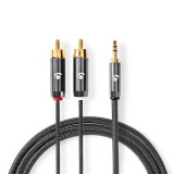 Nedis CATB22200GY10 1 M 3.5mm 2 x RCA Szürke audio kábel