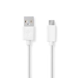 Nedis CCGB60600WT20 USB-A apa - USB-C apa 2.0 Adat és töltő kábel - Fehér (2m) (CCGB60600WT20)